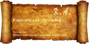 Kapronczai Ariadné névjegykártya